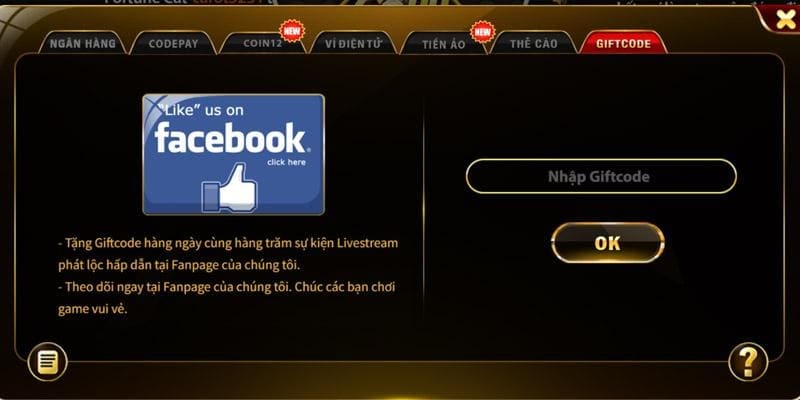 Nạp tiền bằng Giftcode được nhiều cược thủ yêu thích   